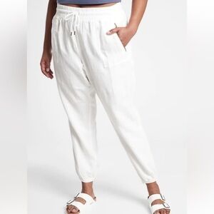 Athleta 16 Cabo Linen Jogger Pants White